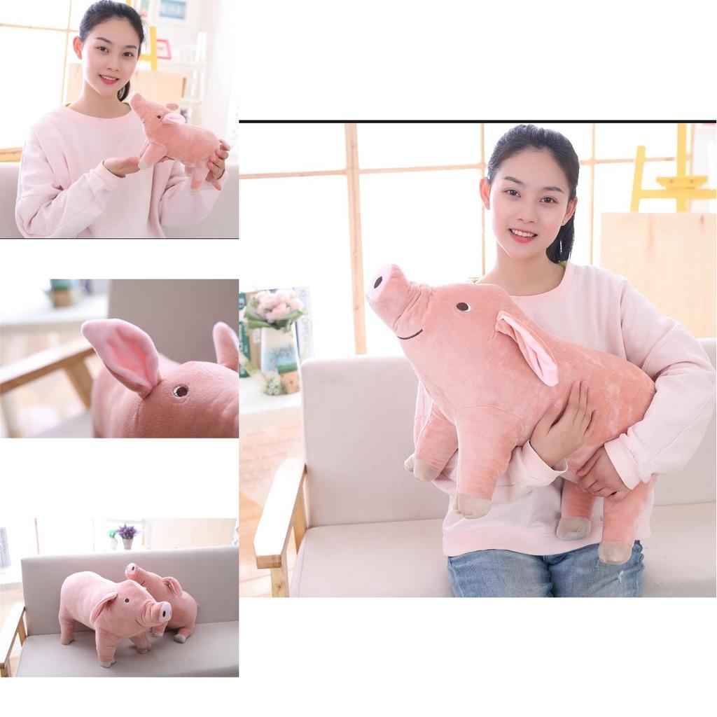 Simpatico peluche a forma di maialino rosa, morbido e soffice, ideale come cuscino per dormire, disponibile nelle misure 25/40/60 cm. Dimensioni comode.