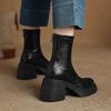 Krazing Pot Sheepskin Winter Round Toe Modern Platform Boots Thick High Heels Zipper Women Ankle Boots
