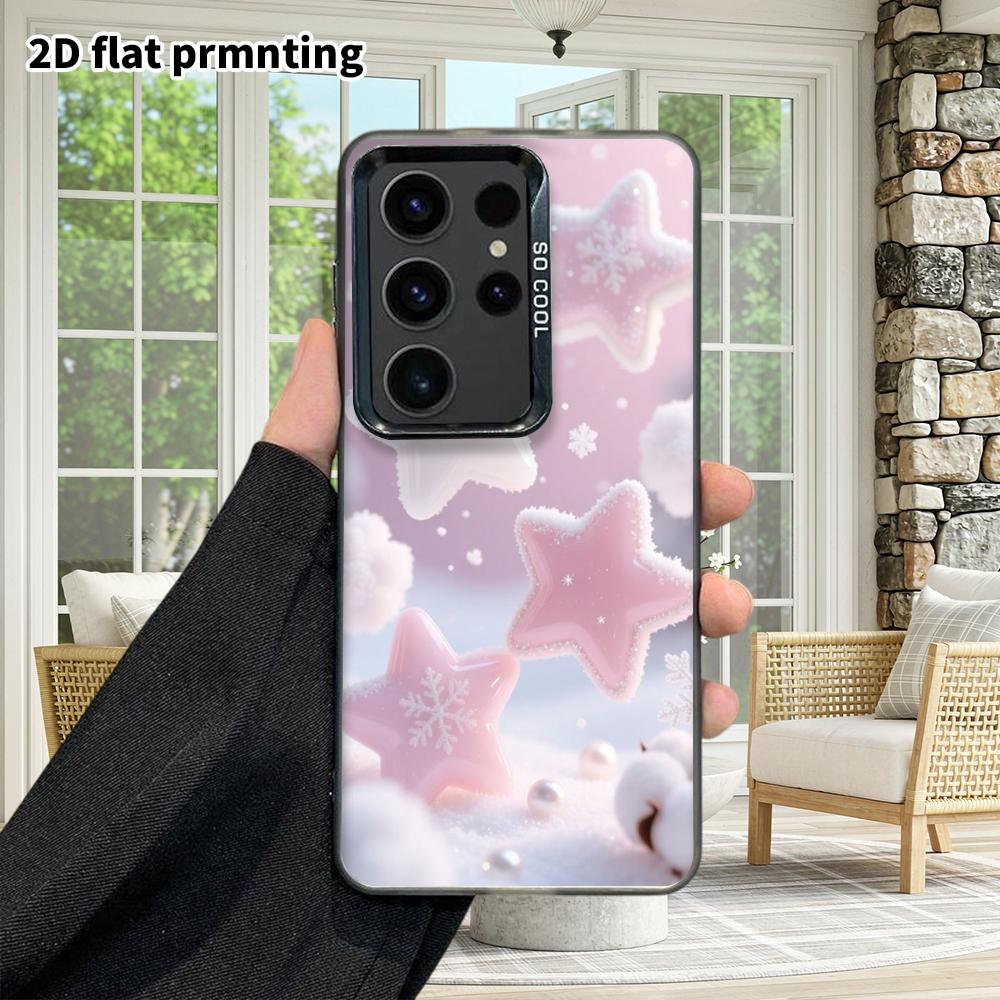 Phone Case: 2D Flat Samsung Galaxy A34 A35 M05 M06 S20 S22 S21 FE Plus 5G Protective Case, Couples Style, Frosted Stars, Christmas and Halloween Gift