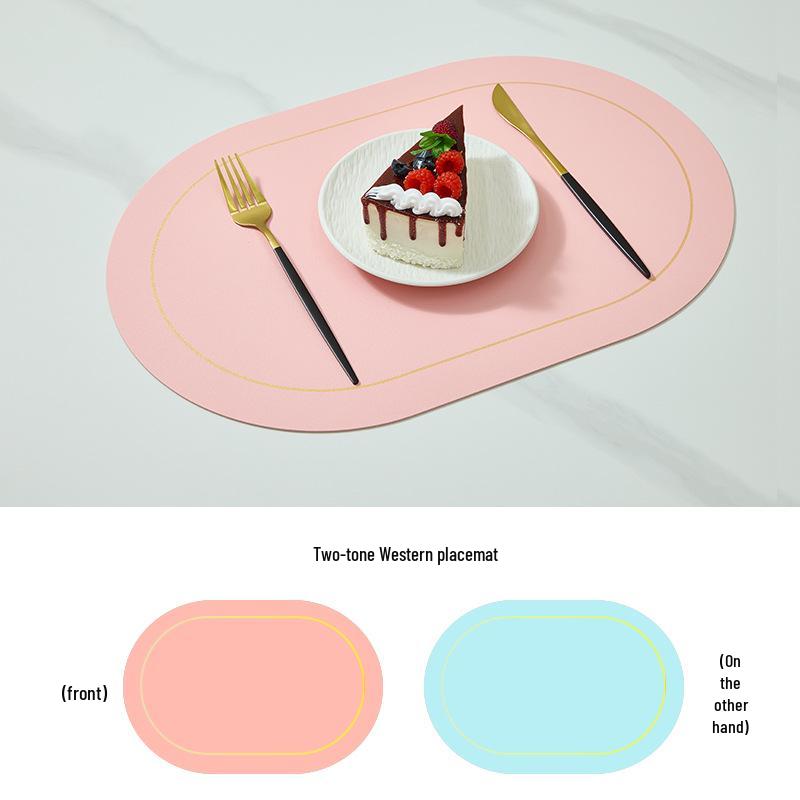Waterproof Leather Oval Dining Table Placemat - Oil-Proof, Insulated Mat for Home & Hotel