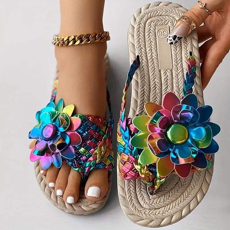 Women Slippers Summer Flower Trend Fashion Casual Sandals Flats Outdoor Beach Slippers Slides Women