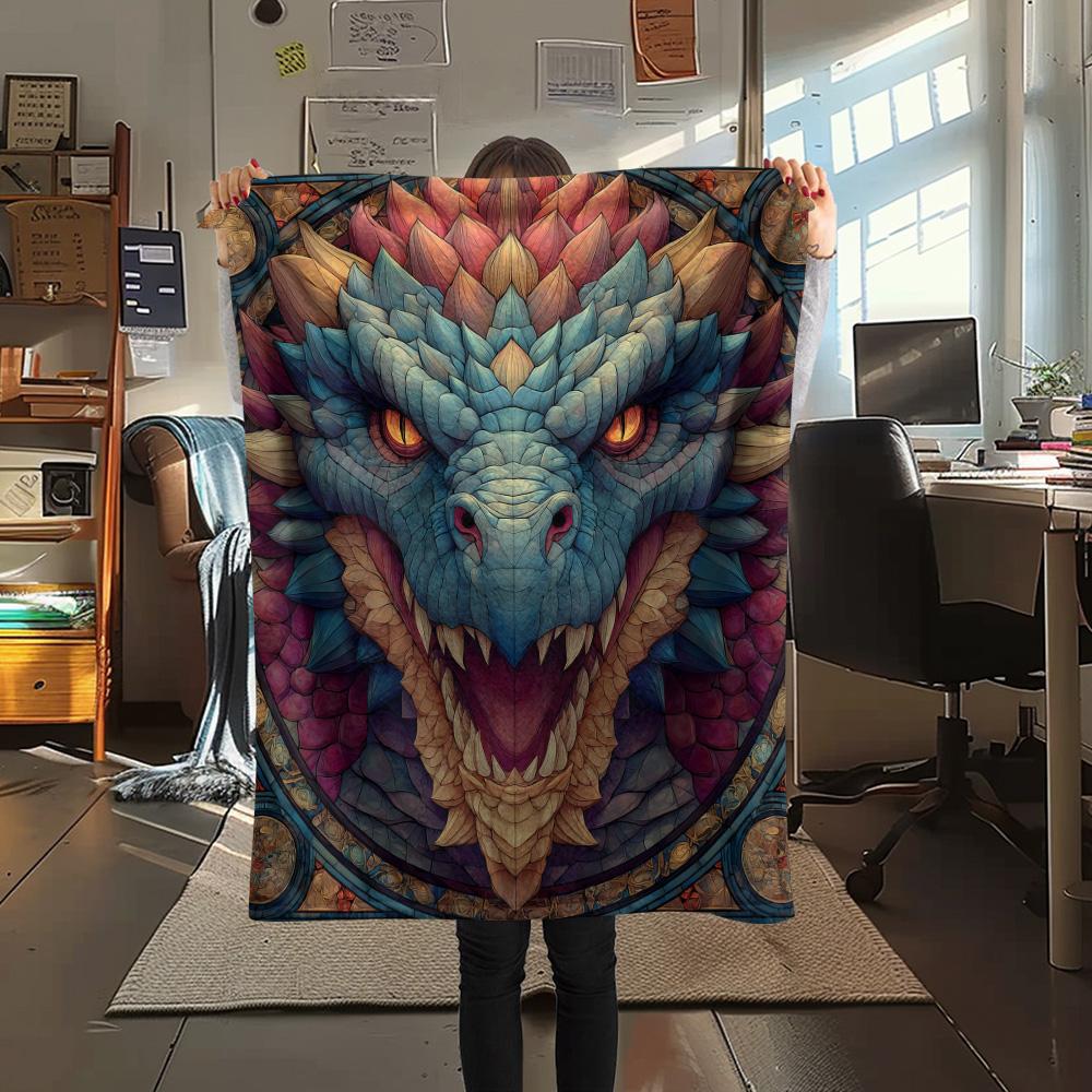 Furious Dragons Print Flannel Blanket, High quality Comfortable for All Seasons, Home Decor, Warmth and Comfort