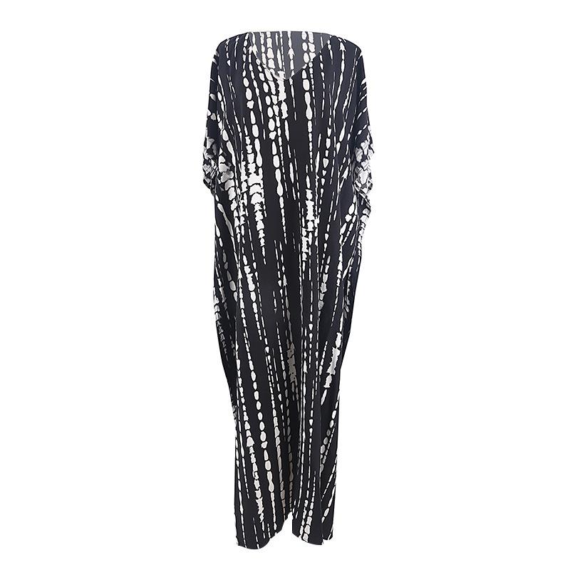 European & American Tie-dye Rayon Beach Dress: Loose, Long Seaside Vacation Robe & Bikini Cover-up with Sunscreen Shirt for Women