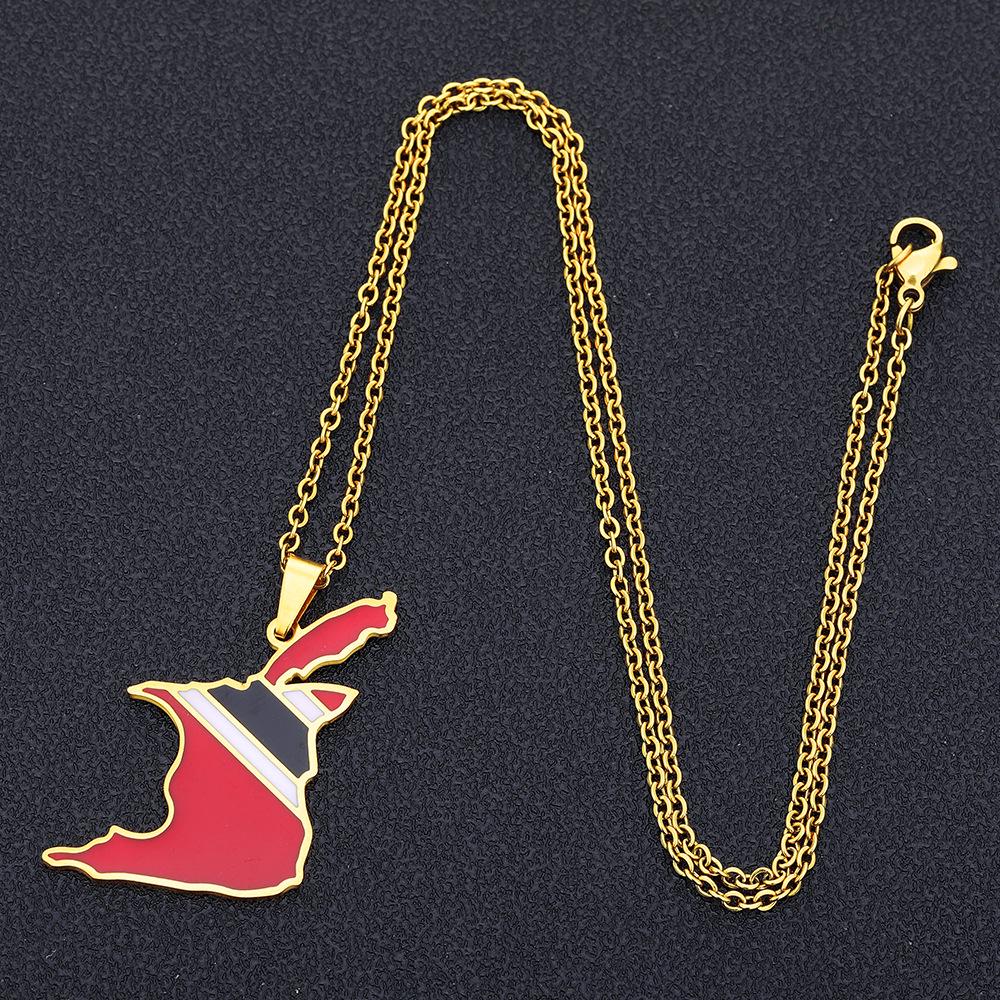 Trinidad & Tobago Stainless Steel Drip Oil Pendant Necklace for Men & Women
