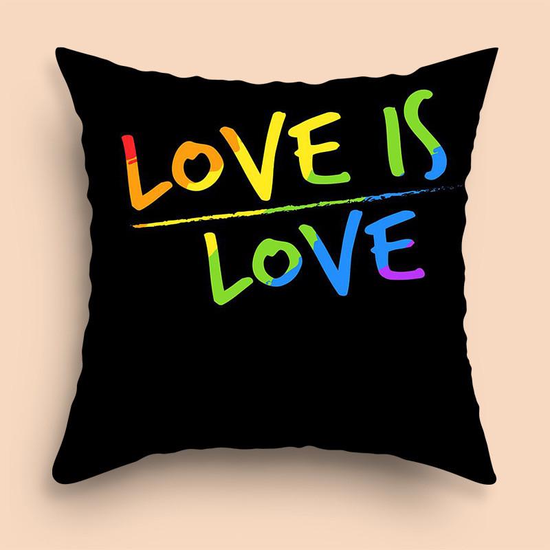Rainbow Love Couple Sweet Love Pillowcase Car Sofa Bedside Waist Cushion Cushion Cover Room Aesthetic Home Decoration 45x45cm