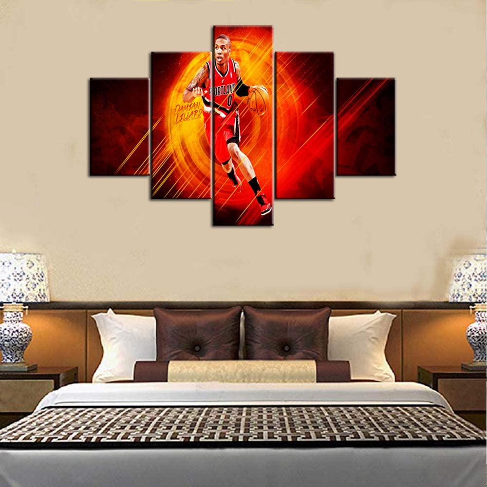 5Pcs Basketball Star Player Sports Gym Pictures Art Poster 5 Panel Modern Canvas HD Print Home Decor 5 Pieces Paintings Wall