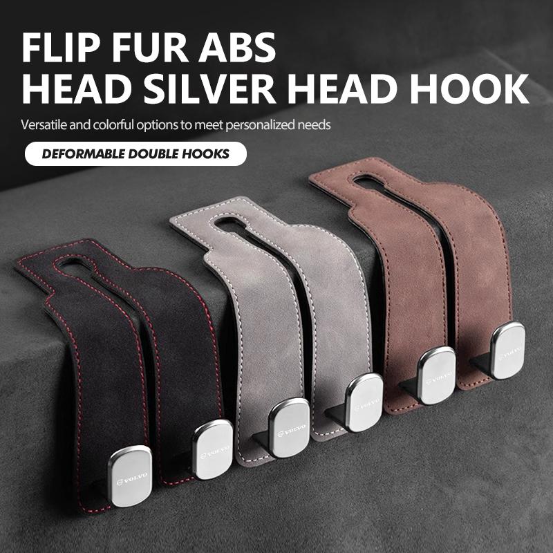 For Volvo 2 in 1 Car Headrest Hook Suede Rear Seat Hanging Dual Hook XC60 XC90 S60 S80 V60 C70 S40 C30 V90 V60 C40 XC40 V70