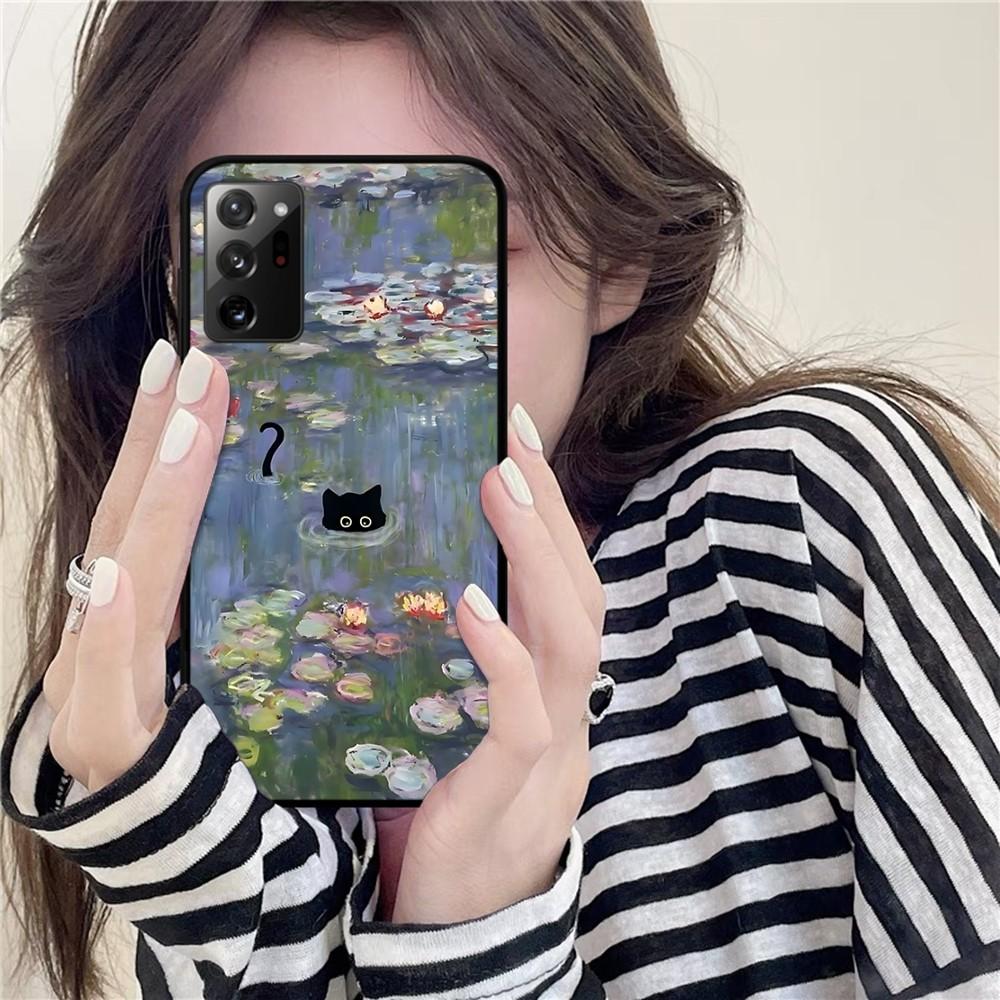 

Cartoon Animal Black Cat Oil Painting Phone Case For Samsung A 10 11 12 13 20 21 22 30 31 32 40 51 52 53 70 71 72 73 91 13 Shell For Samsung A10