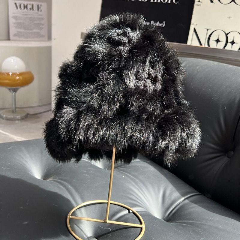 New Handcrafted Rabbit Fur Hat Autumn Winter Fleece Hat Thickened Fashionable Knitted Hat Warm Knitted Beanie