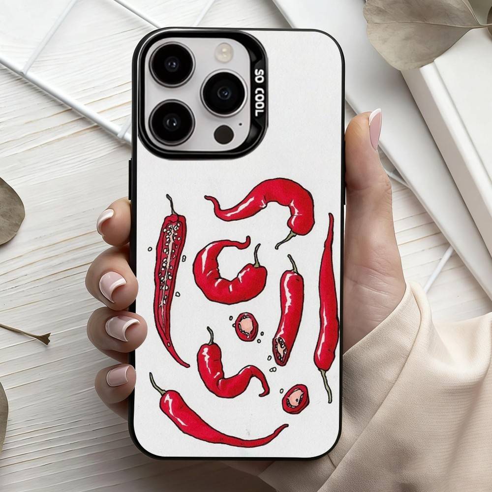 

Чехол для телефона L-Love Красный Перец Для iPhone 17, 16, 15, 14, 13, 12, 11 Plus, Pro Max Конфетный Серебряный Покрытие Внутри iPhone12