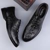 Genuine Leather Mens Casual Shoes Cowhide Business Male Footwear Comfortable Formal Dress Footwear Crocodile Pattern Derby Shoes
