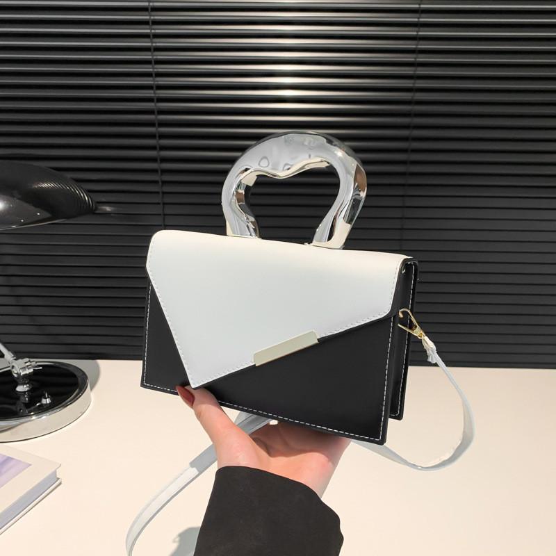 Stylish Minimalist French Chic Small Crossbody Bag In Elegant Black White Pink Blue