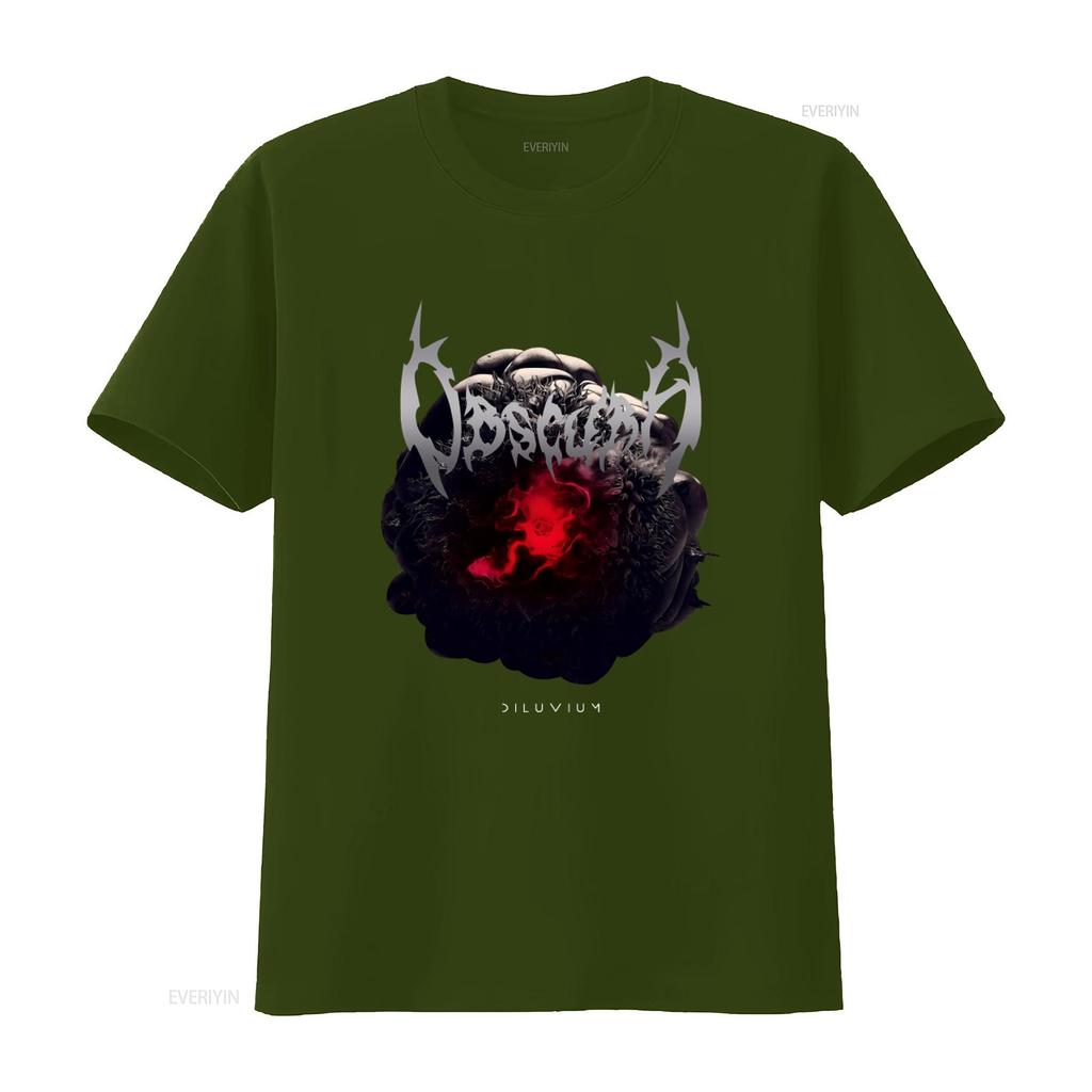 OBSCURA Diluvium Band T Shirt Unique Dark Art Design for Metal Fans Vintage Washed Homme Designer Clothes Top For Everyday Wear