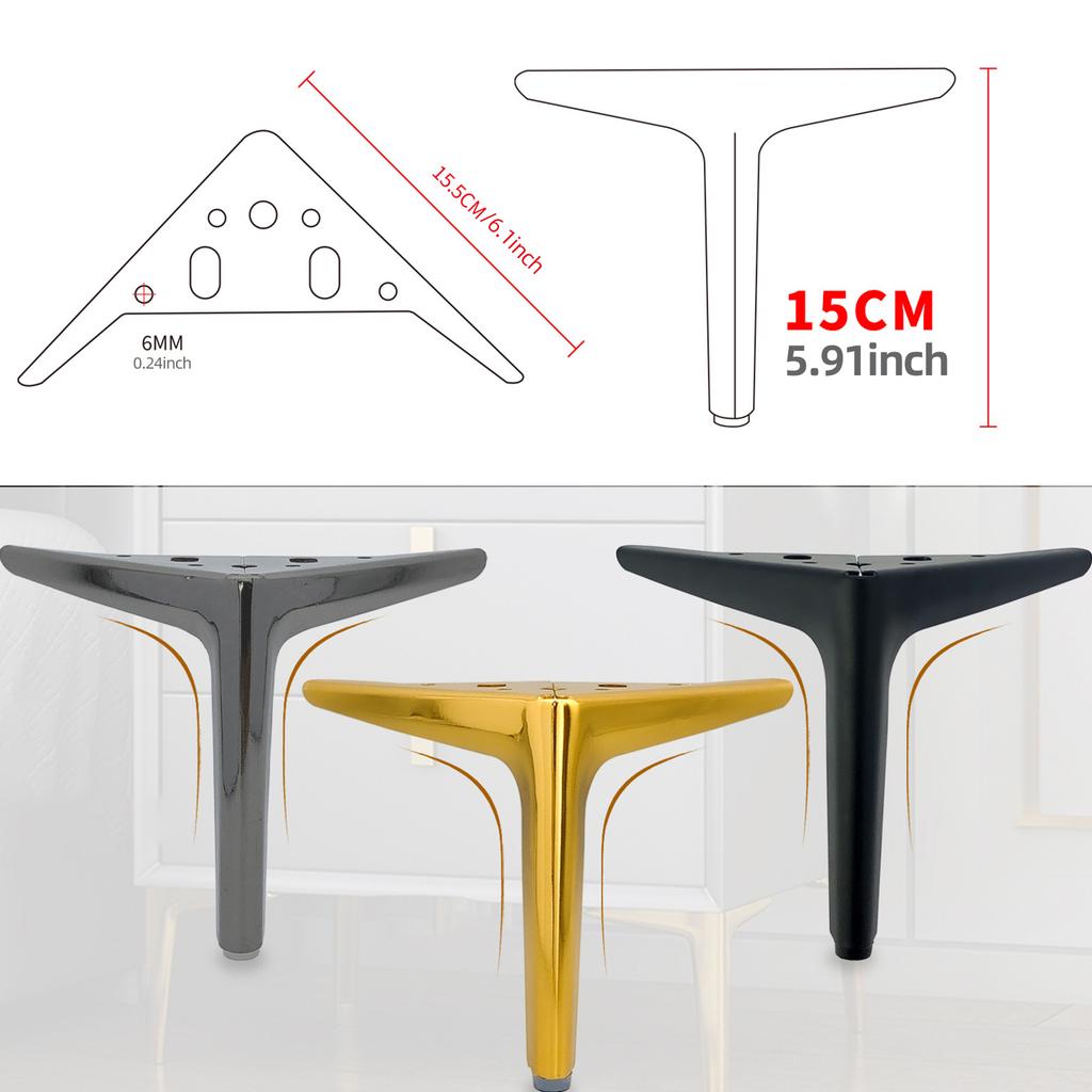 4Pcs Metal Furniture Feet Legs Replacement Sofa Couch Legs Modern Style Triangle Dresser Legs Easy to Installation