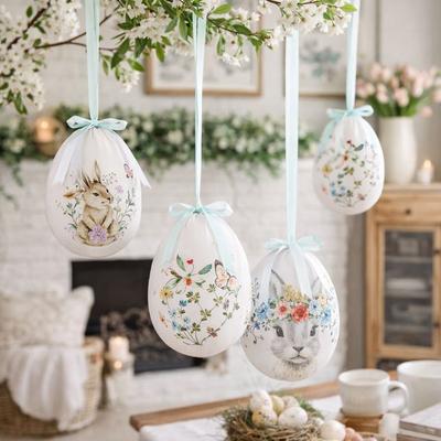 Foam Easter Eggs Pendant DIY Craft Artificial Egg Hanging Ornament Cartoon Decorative Easter Simulation Egg Living Room