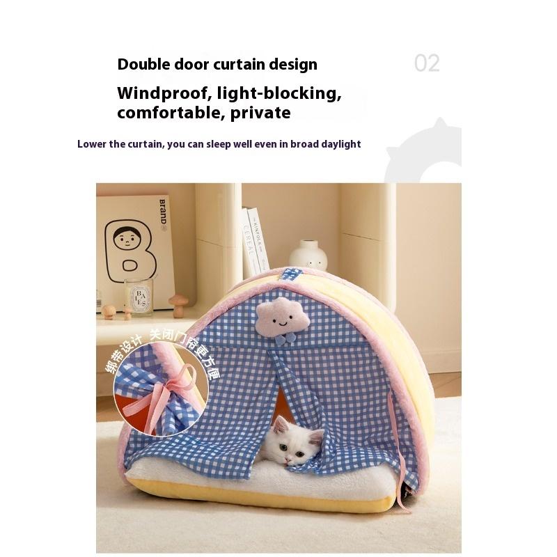 Heated Pet Tent House Winter Warm Cushion Bed for Cats Puppies
