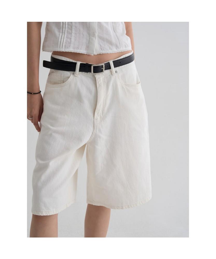 8SECONDS Midi Denim Shorts Ivory