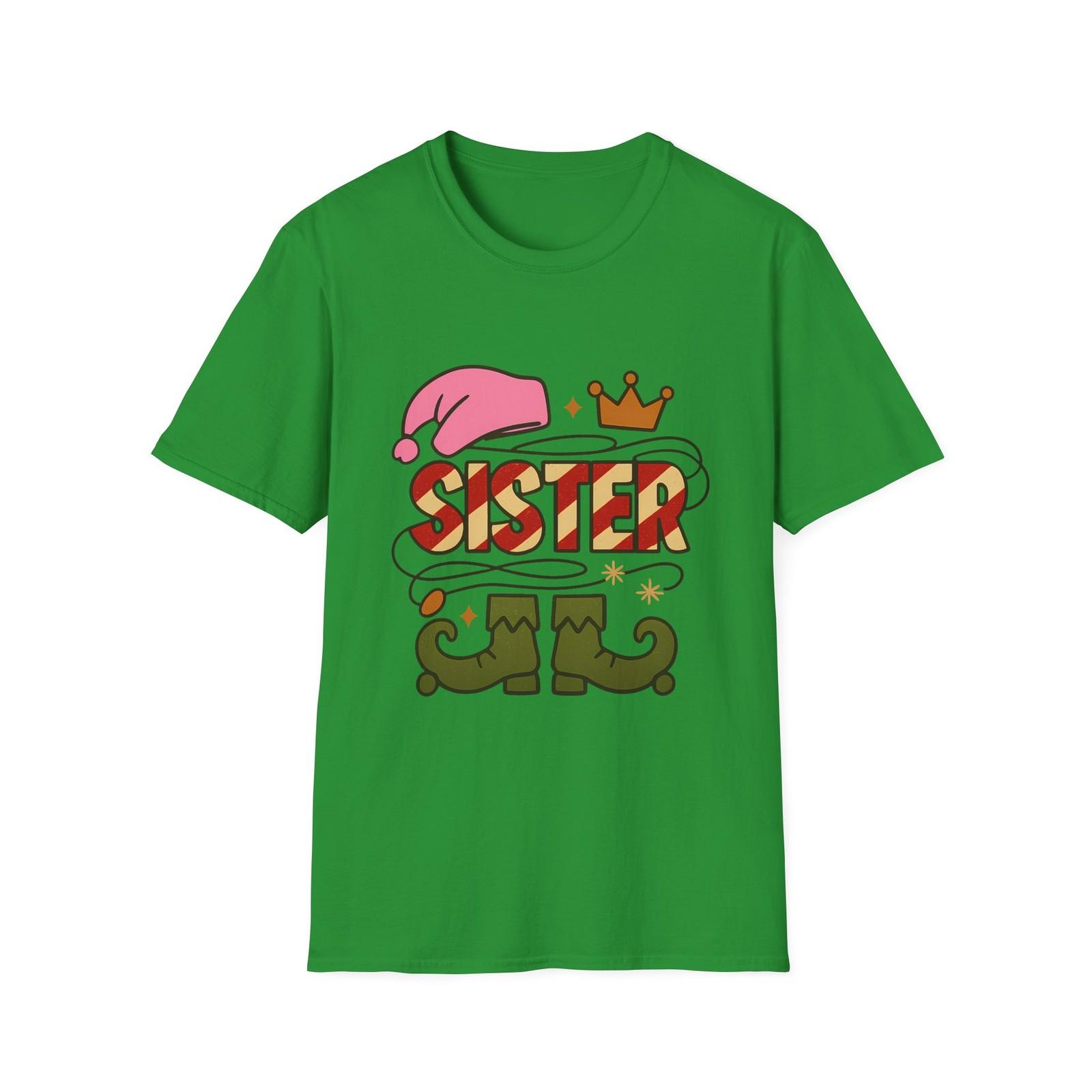 Unisex Softstyle T-Shirt Mens Womens Tees Top Sister Candy Cane Crown Christmas Holiday M