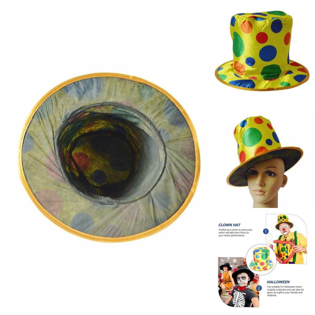 Halloween Party Performance Hat Clown Polka Dot Top Hat Magic Jazz Hat High Top Hat