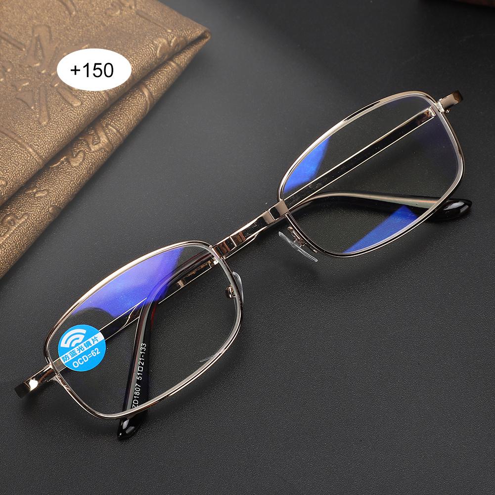 Folding Presbyopic Glasses Blue Light Blocking Anti Fatigue Reading Glasses for Men Women(+150 Gold Frame)