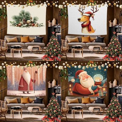 Christmas Cartoon Tapestry Background Cloth Hanging Cloth Bedroom Bedside Decorative Wall Cloth Rental Dormitory Tapestry