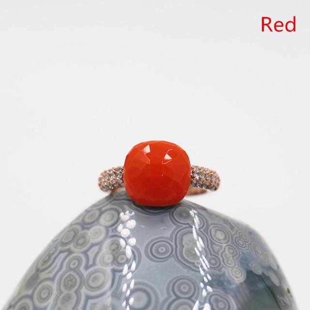 Fashion Brand Candy Style Rose Gold Plated 11 Colors Zirconia Round Big Crystal Women Rings Fine Jewelry Gifts