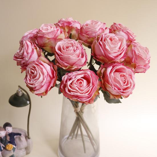 Artificial Rose Flower Realistic Faux Silk Rose with Stem for DIY Wedding Bouquets Home Party Table Centerpiece Floral Arrangement