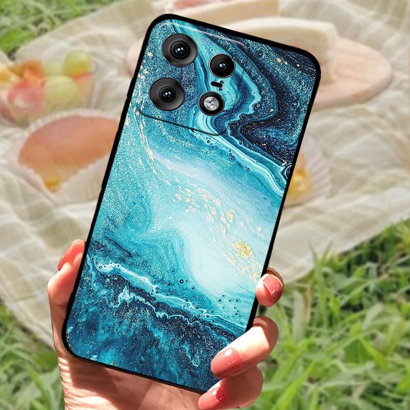 For Motorola Edge 50 Pro Case Fashion Marble Silicon Black Soft Bumper for Moto Edge 50 Pro Phone Cases Cartoon TPU Shells