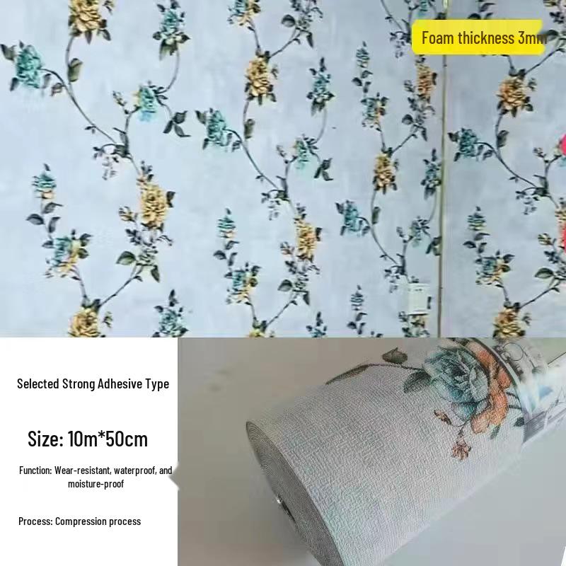 3D Linen Self-Adhesive Wallpaper: Waterproof, Moisture-Proof, Anti-Mold Wall Stickers for Bedroom Renovation