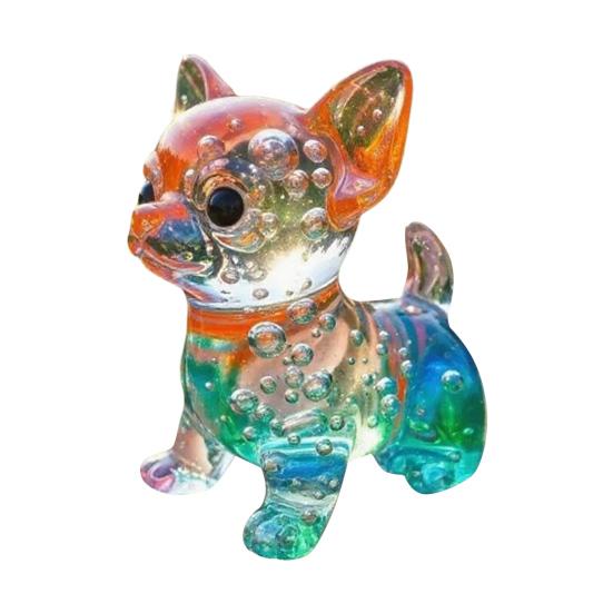 Colorful Glass Dog Ornaments Rainbow Gradient Puppy Figurines Decorative Dog Sculpture Gift for Holidays Birthdays