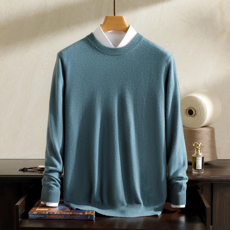 Men s 100% Pure Cashmere Slim Fit Sweater: Autumn/Winter Casual Business Knitwear Small