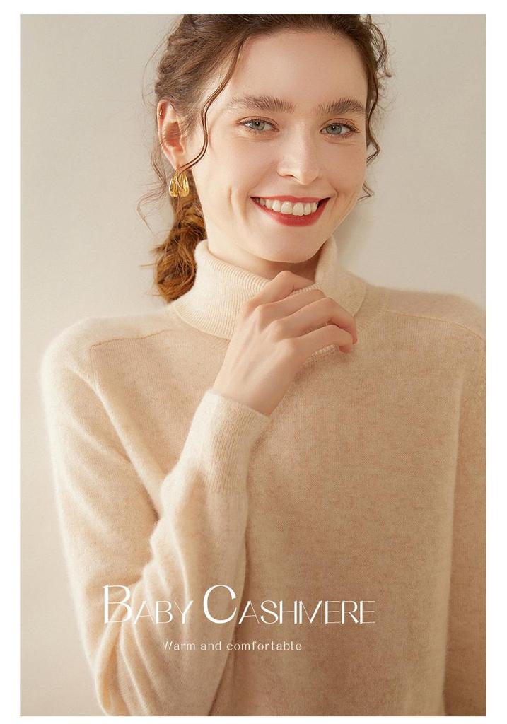Women's High-Neck Cashmere Sweater - Autumn/Winter Loose Fit Long-Sleeve Pullover