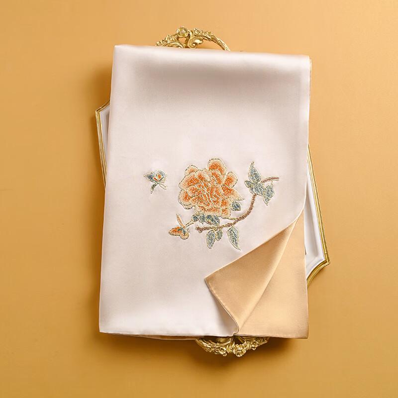 Hangsilu Mulberry Silk Suzhou Embroidery Scarf & Ruyi Comb Gift Set