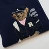 Little Bear Autumn/Winter Men's Pure Cotton Embroidered Round Neck Sweater