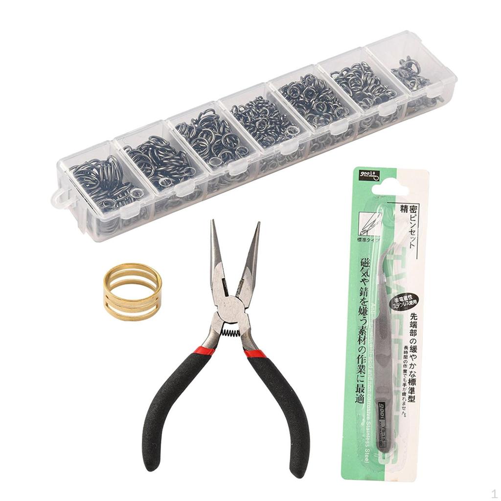 Jump Rings Lobster Clasps for DIY Jewelry Making Finger Loop Practical Compact Tweezers Key