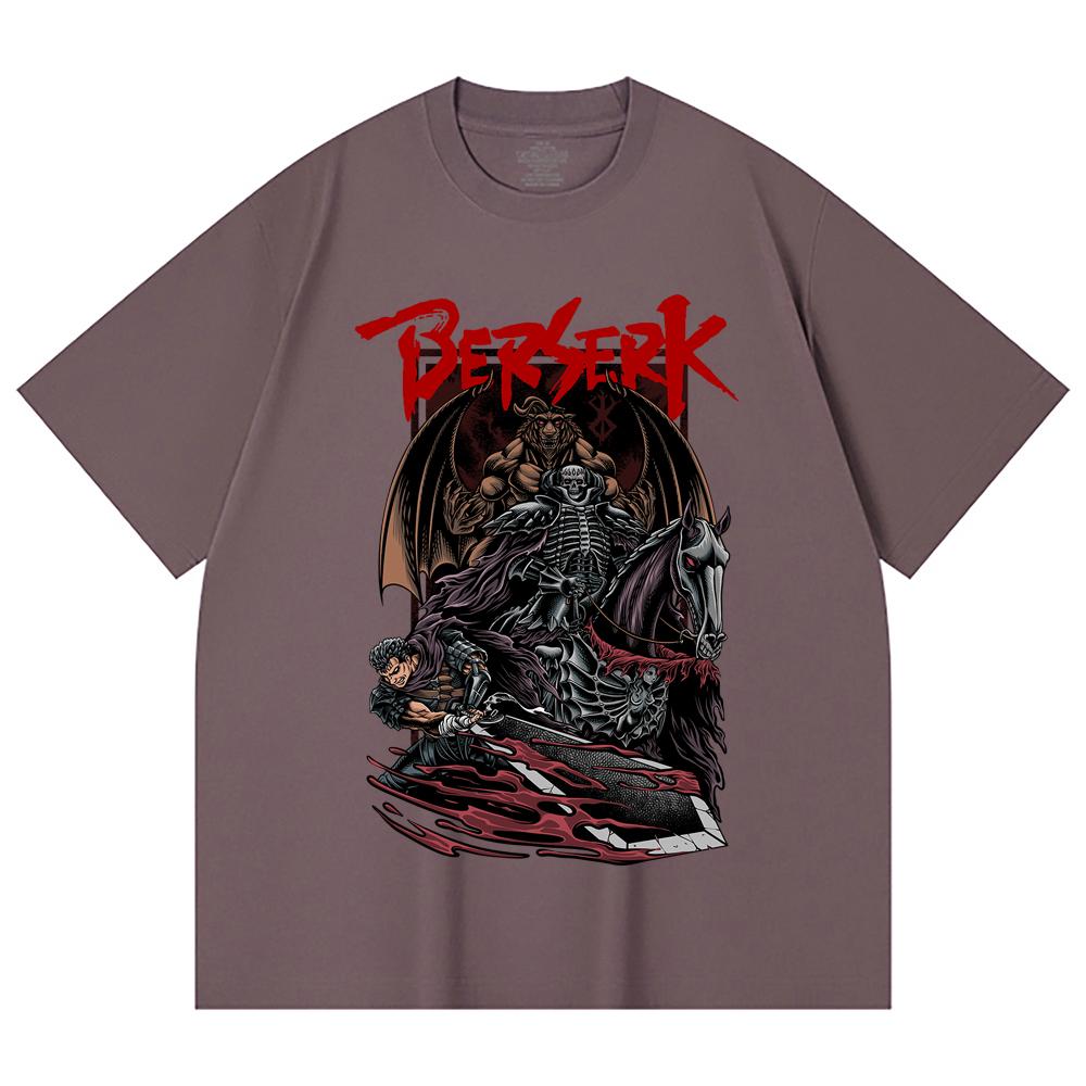 230 Gsm 100% Cotton Berserk V4 Skull Knight Print Unisex Heavy Cotton T Shirt
