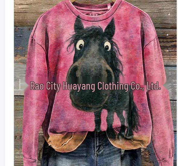 2025 EU & US 3D Print Loose Round Neck Sweatshirt - Autumn