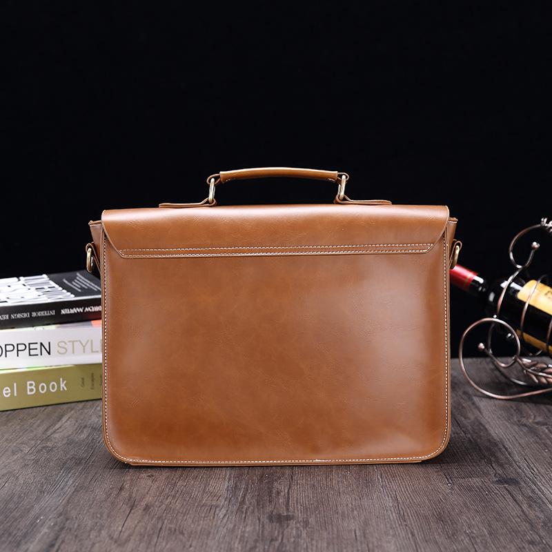 Porte-documents d'affaires en PU pour hommes, sac à bandoulière à une épaule, sac Semi-style Horizontal rétro pour hommes