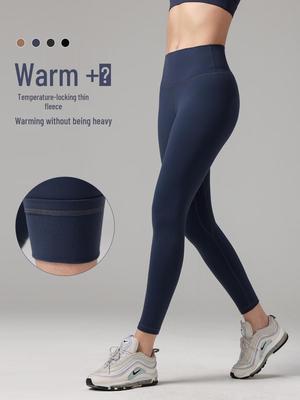 Pantalon de Yoga Taille Haute Doublé Polaire pour Femmes - Leggings de Fitness Chauds, Doux, Remontant les Hanches pour l'Automne/Hiver.