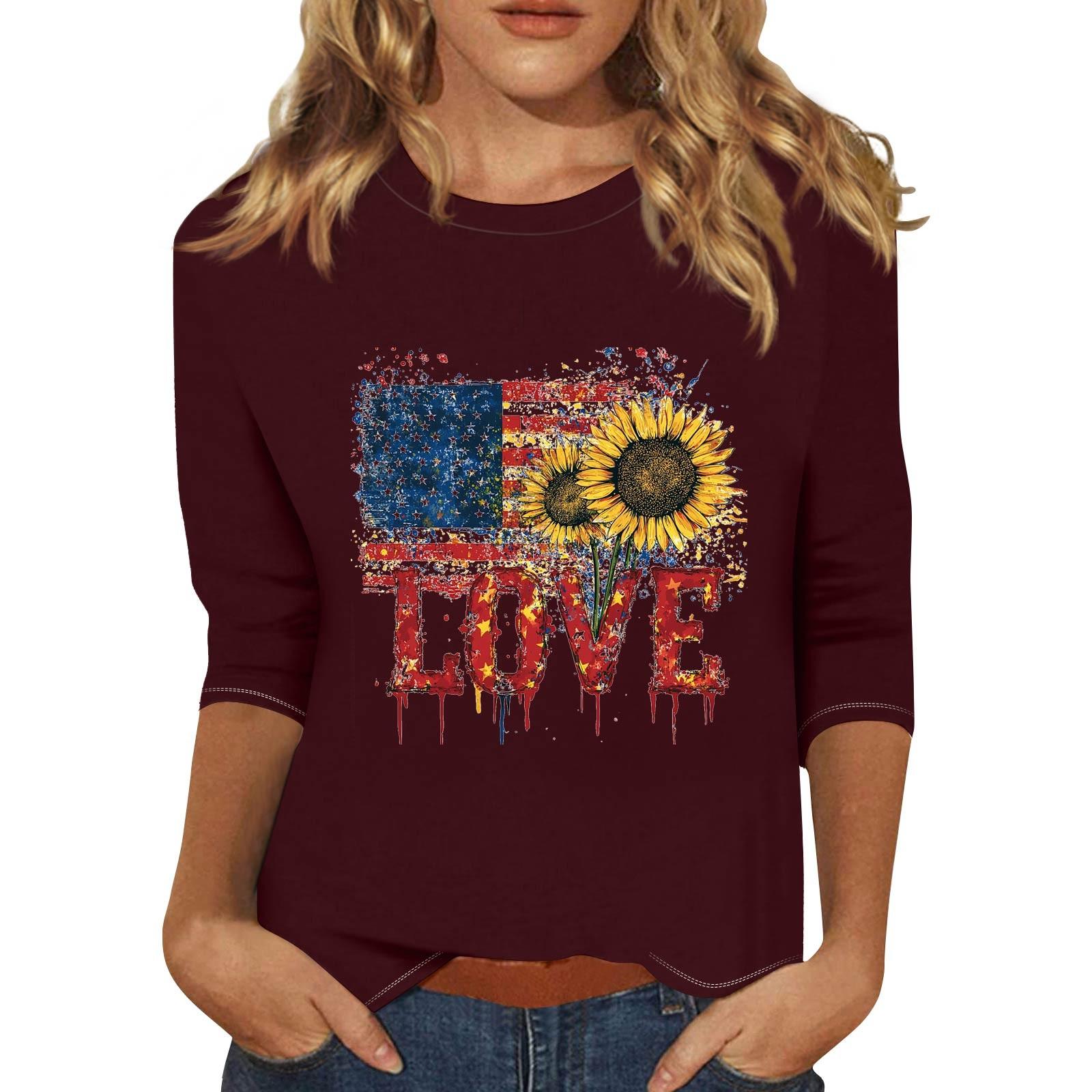 

Женский модный повседневный пуловер с воротником три четверти и принтом XXXL винный