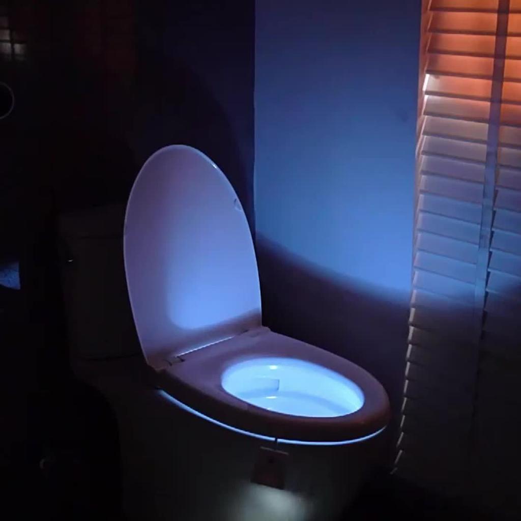 Toilet Motion Sensor Lights, USB Rechargeable LED Night Light, RGB Toilet Bowl Night Light for Bathroom Ambient Lighting