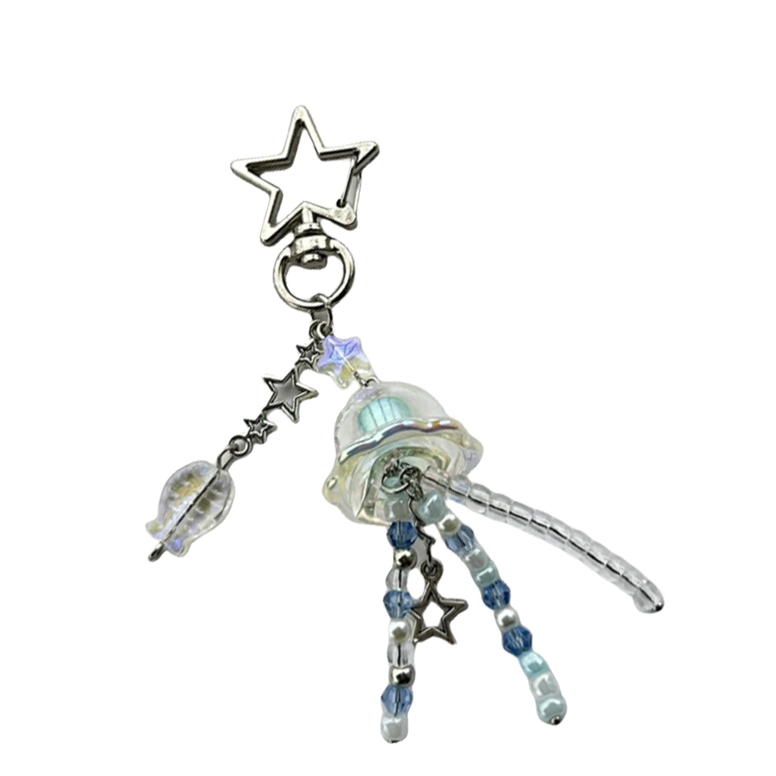 

Jellyfish Tassel Star Charm Phone Chain Purple Keychain Pendant Fashion Keyrings Accessory for Smartphones and Keys T1 белый