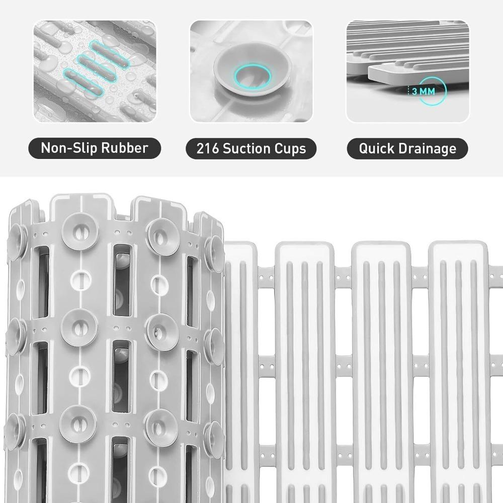90x40cm Bathroom Anti Slip Mat with Suction Cups Foldable Scalable Shower Floor Mat Non Slip Safety Mat Bathroom Carpet Bath Rug