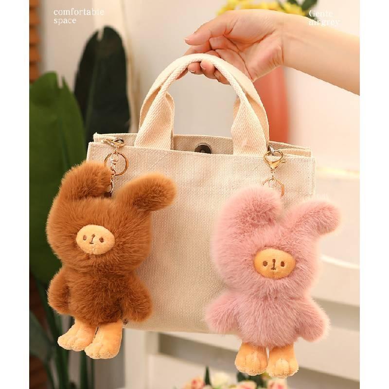Adorable Bunny Plush Keychain Soft Rabbit Couple Pendant For Students And Backpacks