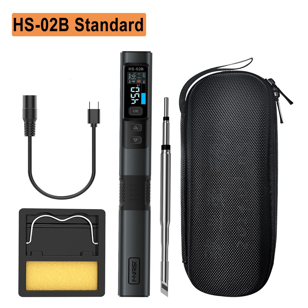FNIRSI HS-02 Smart Electric Soldering Iron 100-450℃ Temp Adjustable PD 100W Portable Welding Rework Station Solding Irons Kit