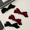 Black Red Velvet Bows Hairpin  Year Girls Headband Temperament Woman Hair Accessories Autumn Winter Bangs Clips Gift 2Pcs/Lot