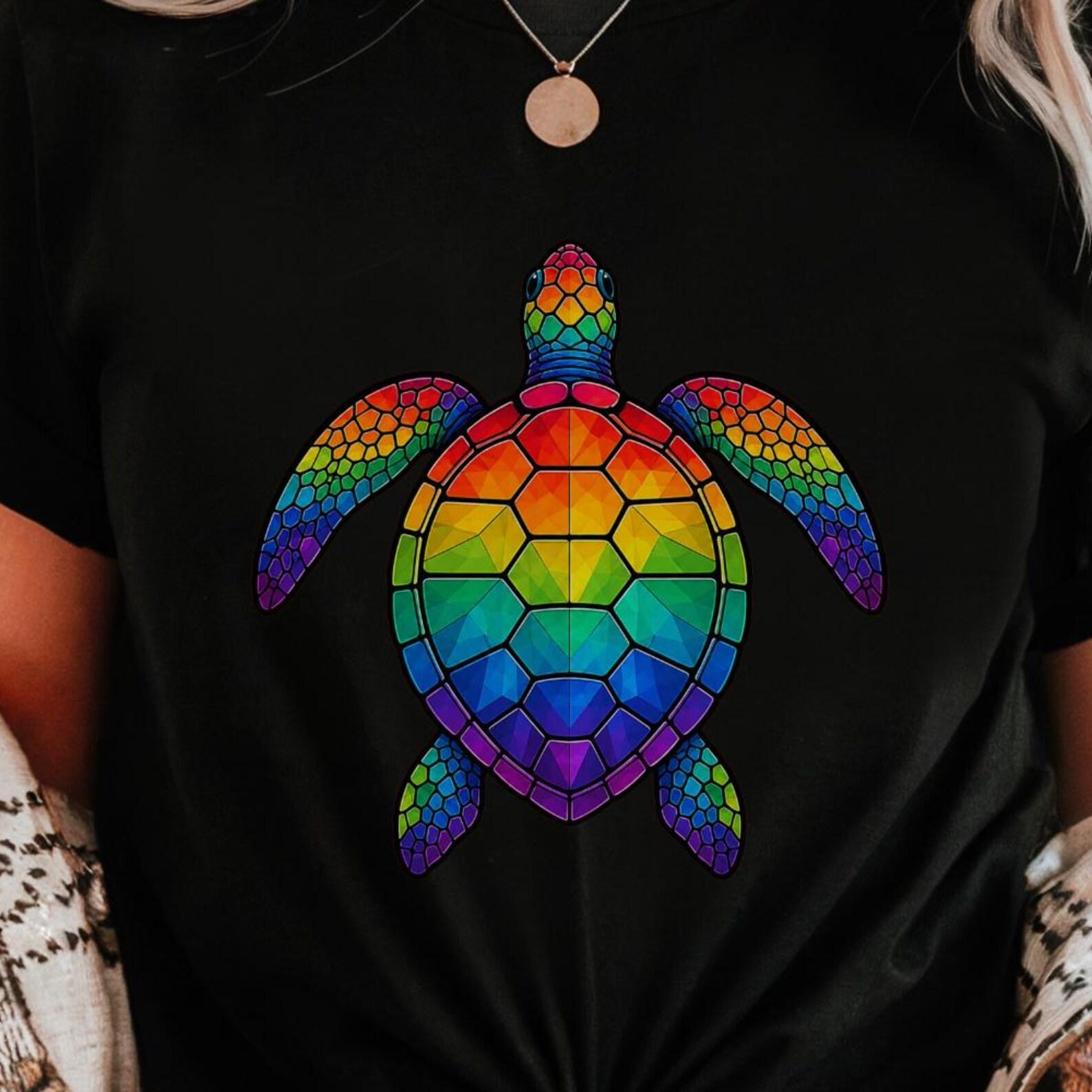 Rainbow Sea Turtle Shirt | Stained Glass Art Tee S