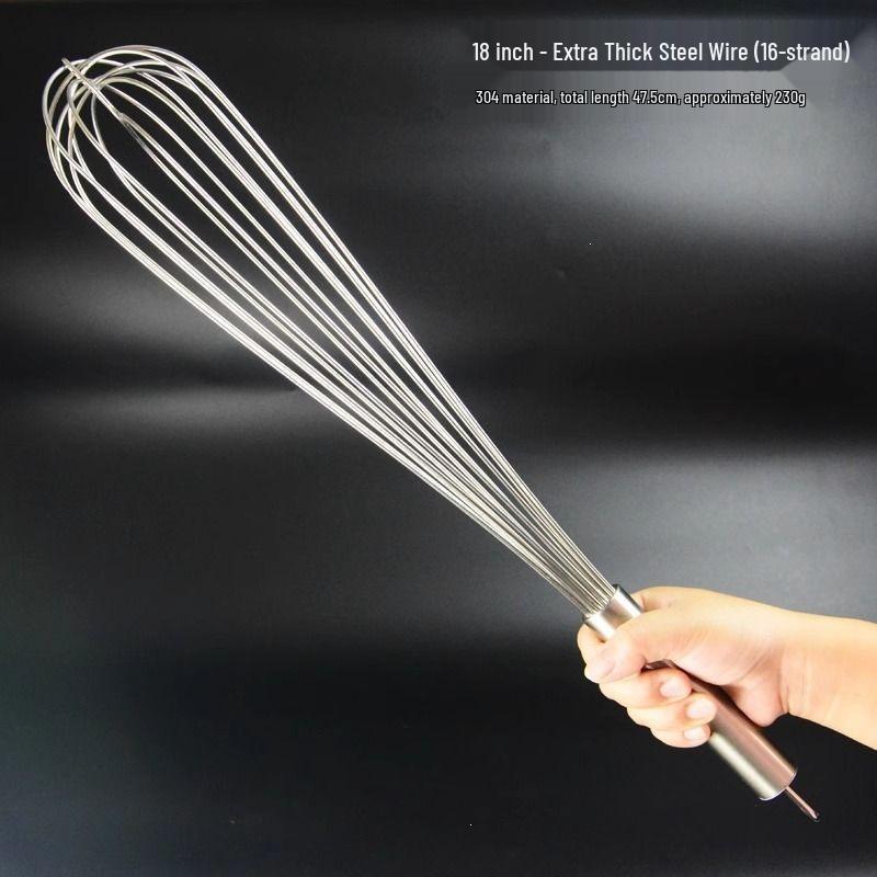 Commercial 304 Stainless Steel Egg Beater - 16 Wire Whisk for Baking and Whipping Cream, Large Size