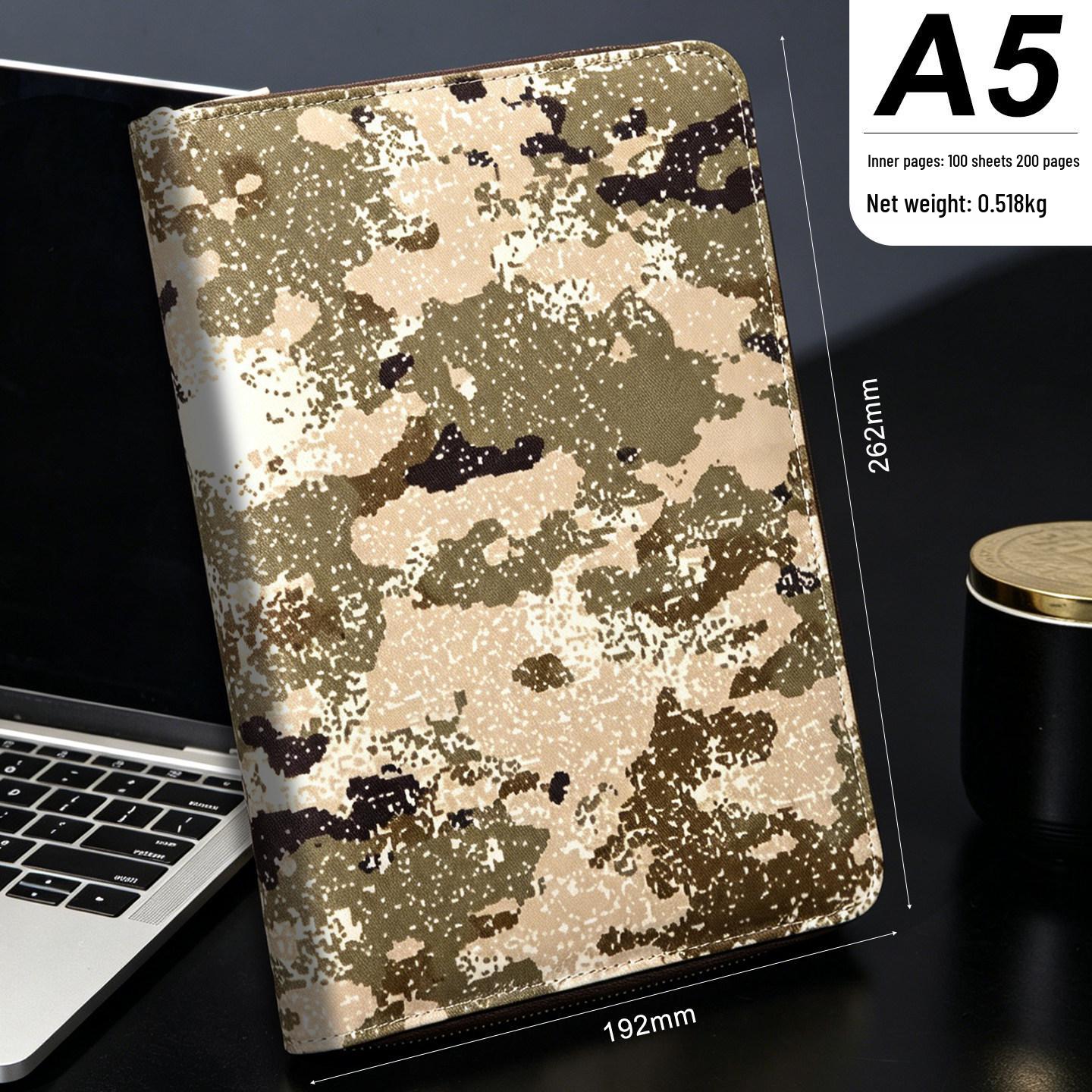 Camouflage Design Customizable Loose-Leaf Notebook with Replaceable Pages for Training, Education, and Learning коричневый