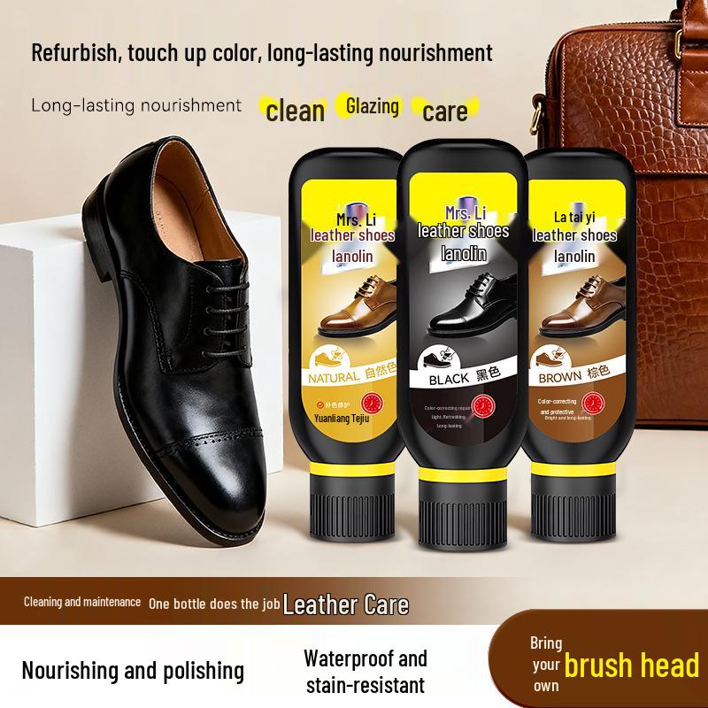 Li Tai Tai Lanolin Leather Care Oil - Black & Colorless Shoe Polish for Genuine Leather Repair and Maintenance